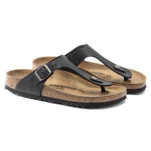Birkenstock Gizeh Oiled Leather Black Regular Sandal