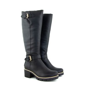 Panama Jack Phaedra Knee High Black Heeled Boot