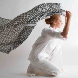 Officine 904 Foulard Monte Oliveto Scarf Black White N3