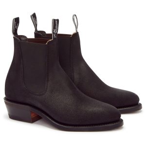 R M Williams Lady Yearling Suede Black Boot