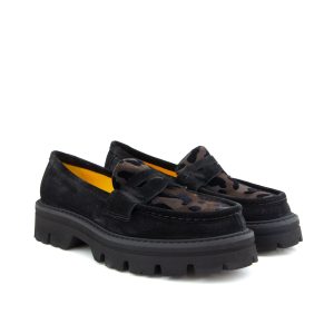 Mara Bini Frida Nero Leopard Loafer