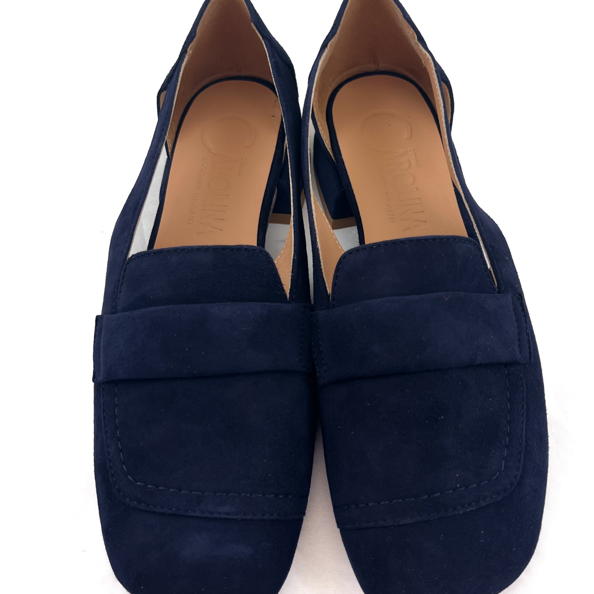 Donna Carolina Elsa Navy Suede Slip on Shoe