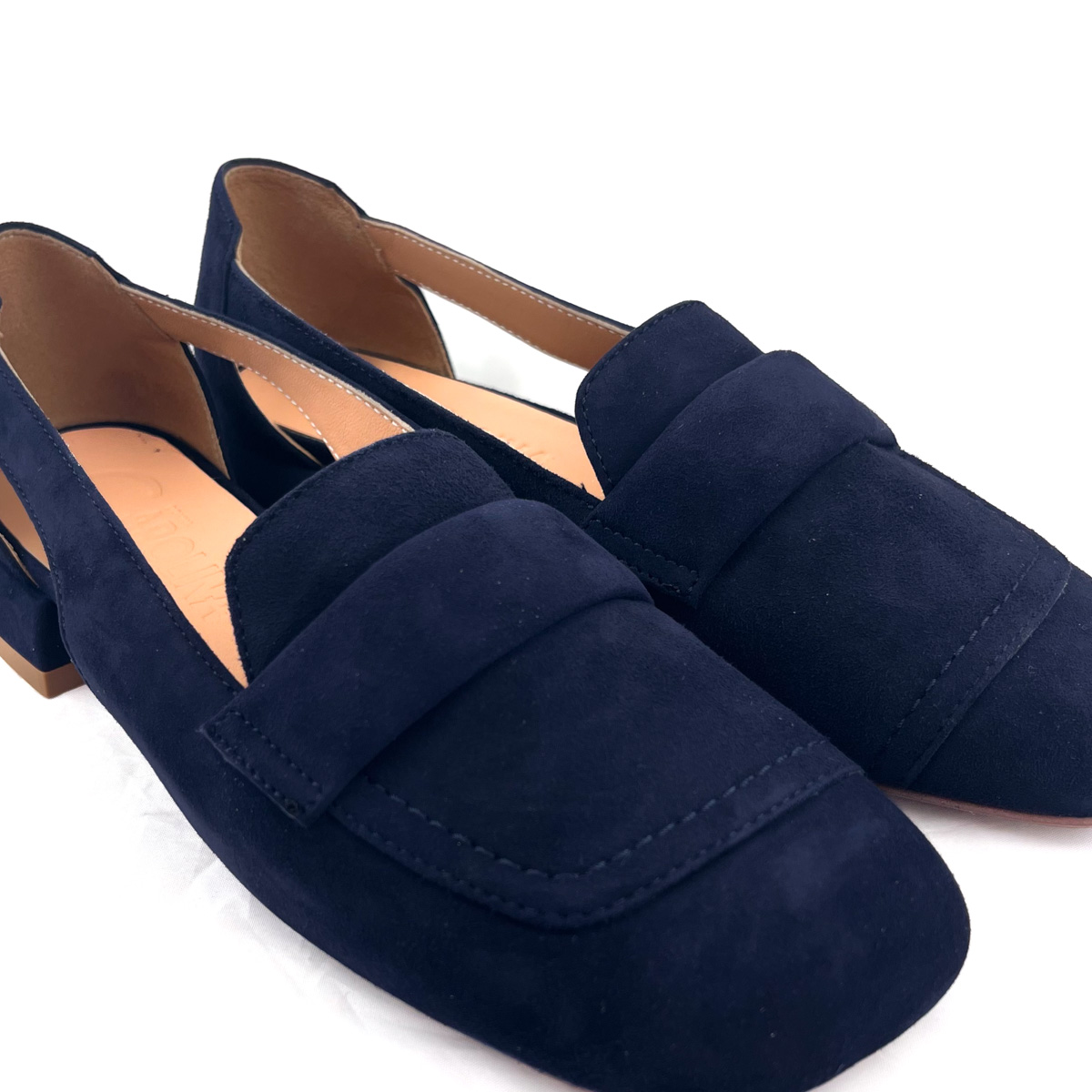 Donna Carolina Elsa Navy Suede Slip on Shoe
