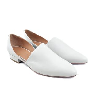 Donna Carolina Mabel White Nappa slip on shoes