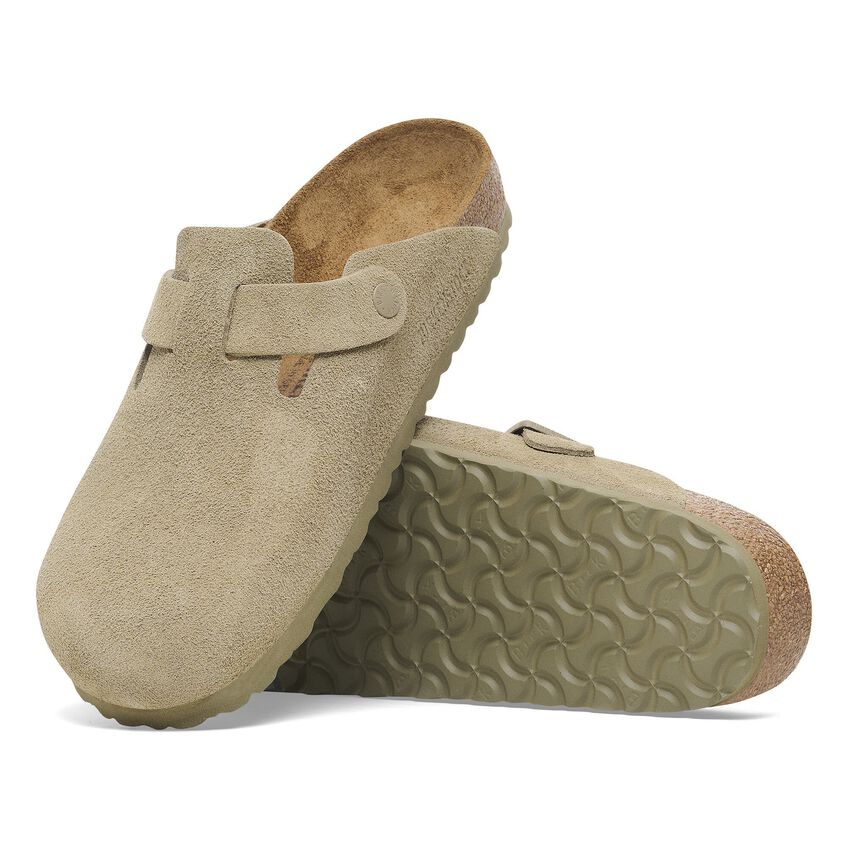 Birkenstock Boston Clog Suede Faded Khaki Regular