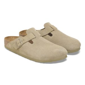 Birkenstock Boston Clog Suede Faded Khaki Regular