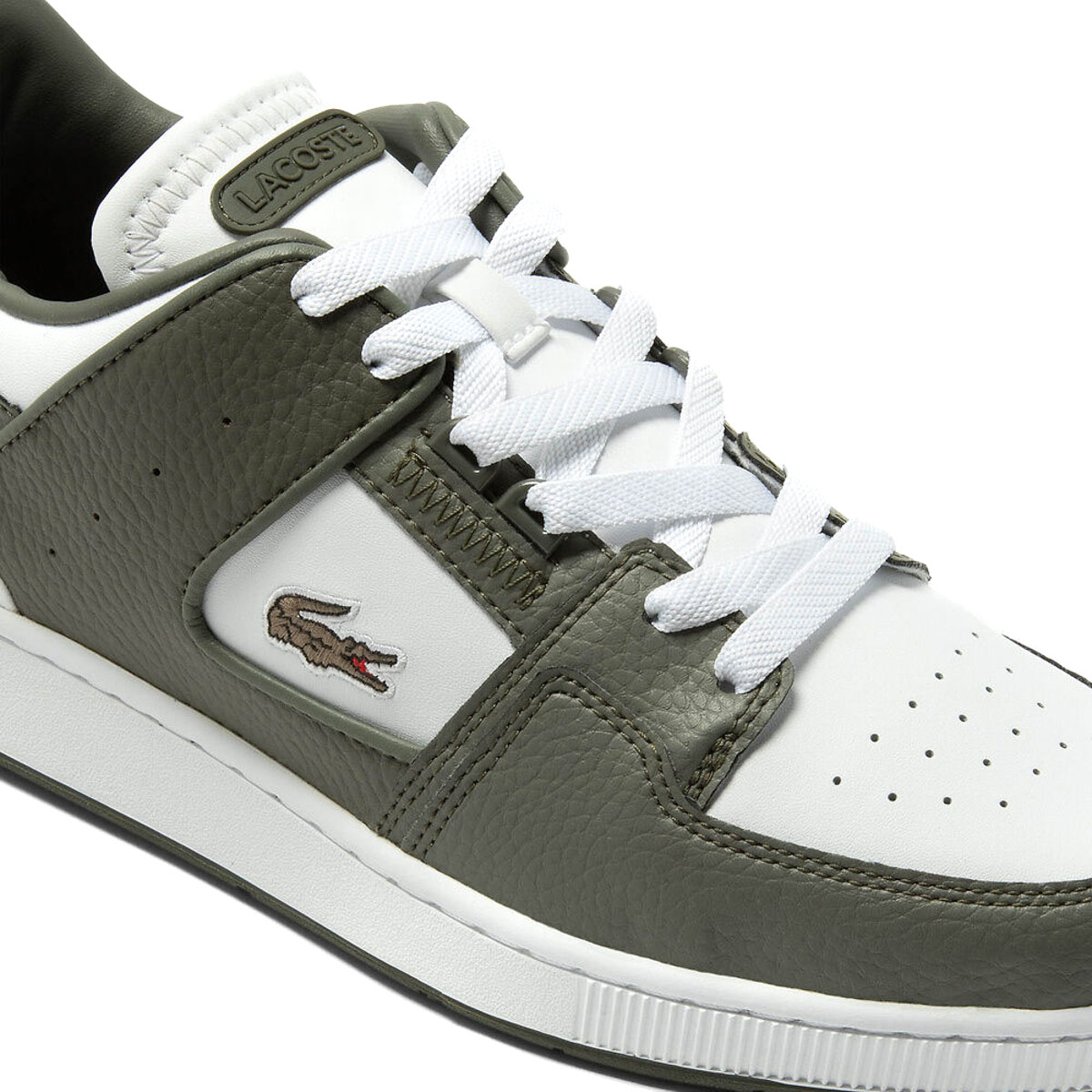 Lacoste Court Cage Sneaker White Khaki Mens