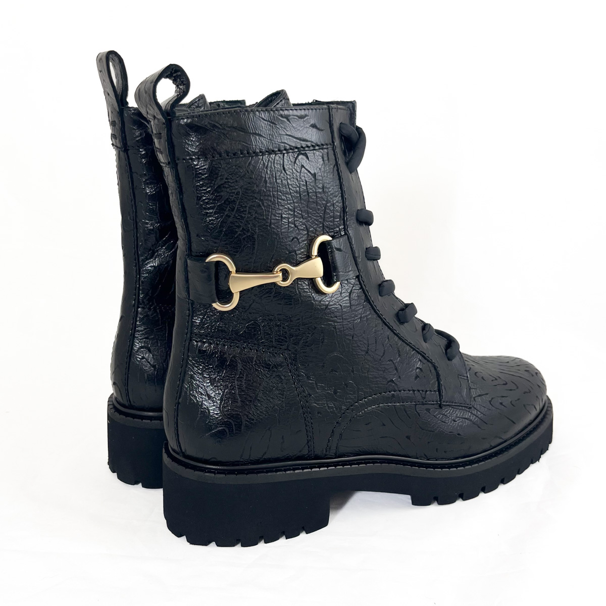 Donna Carolina Boots City Clip Lace up Nero