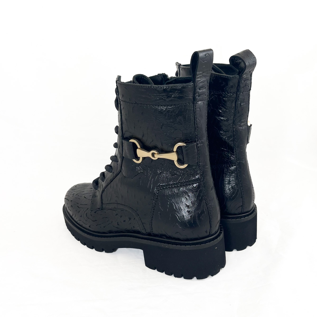 Donna Carolina Boots City Clip Lace up Nero