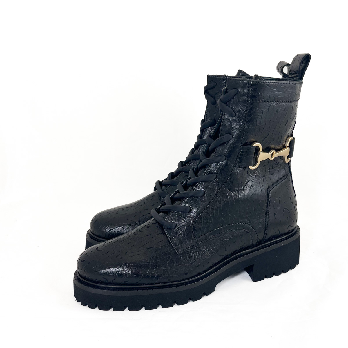 Donna Carolina Boots City Clip Lace up Nero