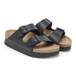 Birkenstock Arizona Platform Sandal Birko-Flor Vegan Black Narrow