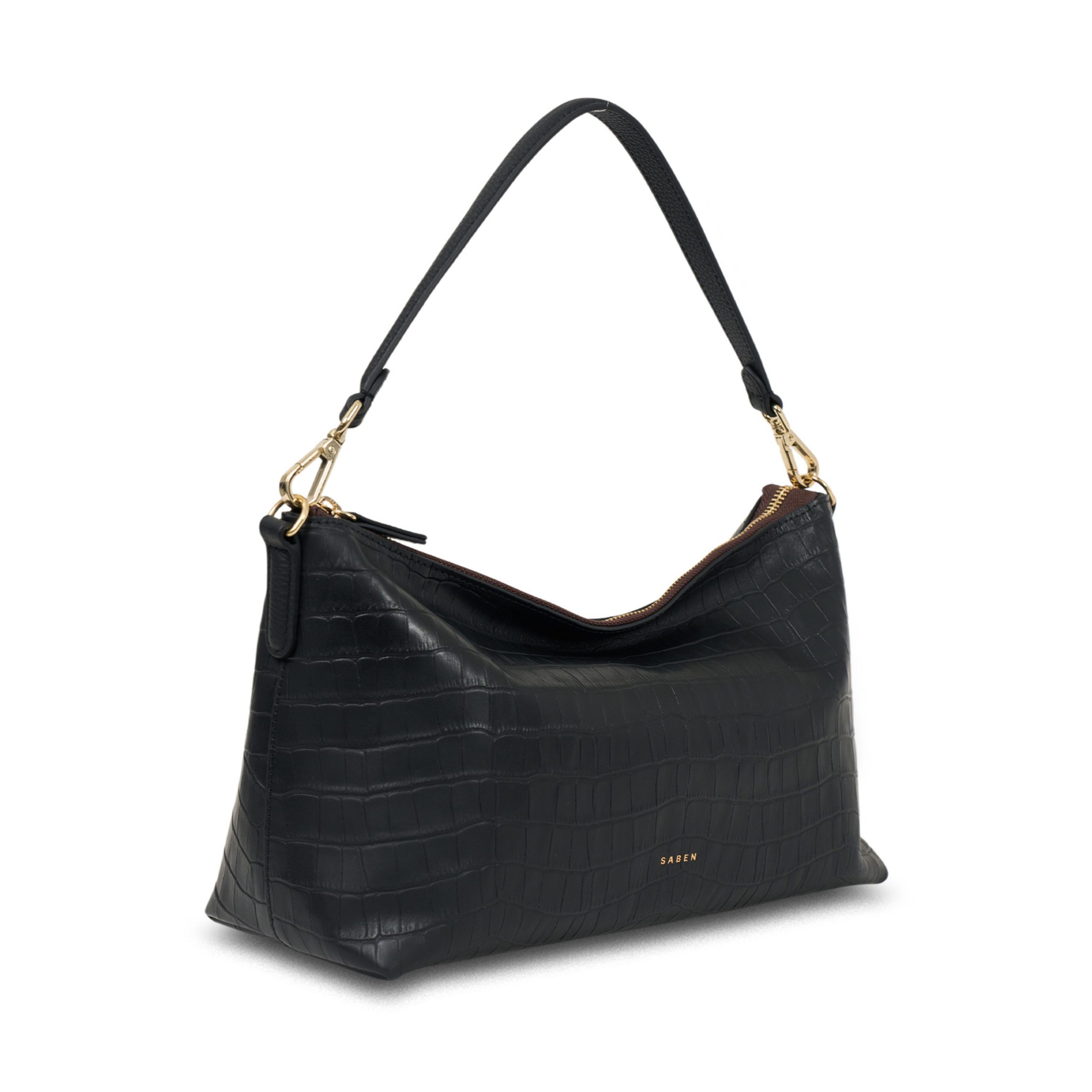 Saben Claudia Shoulder Bag Black Croc