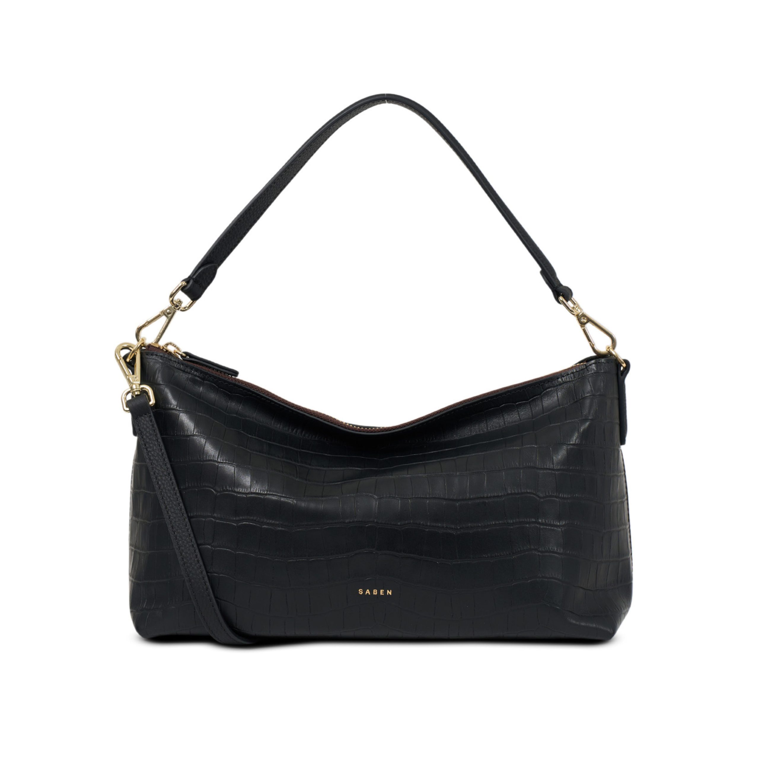 Saben Claudia Shoulder Bag Black Croc