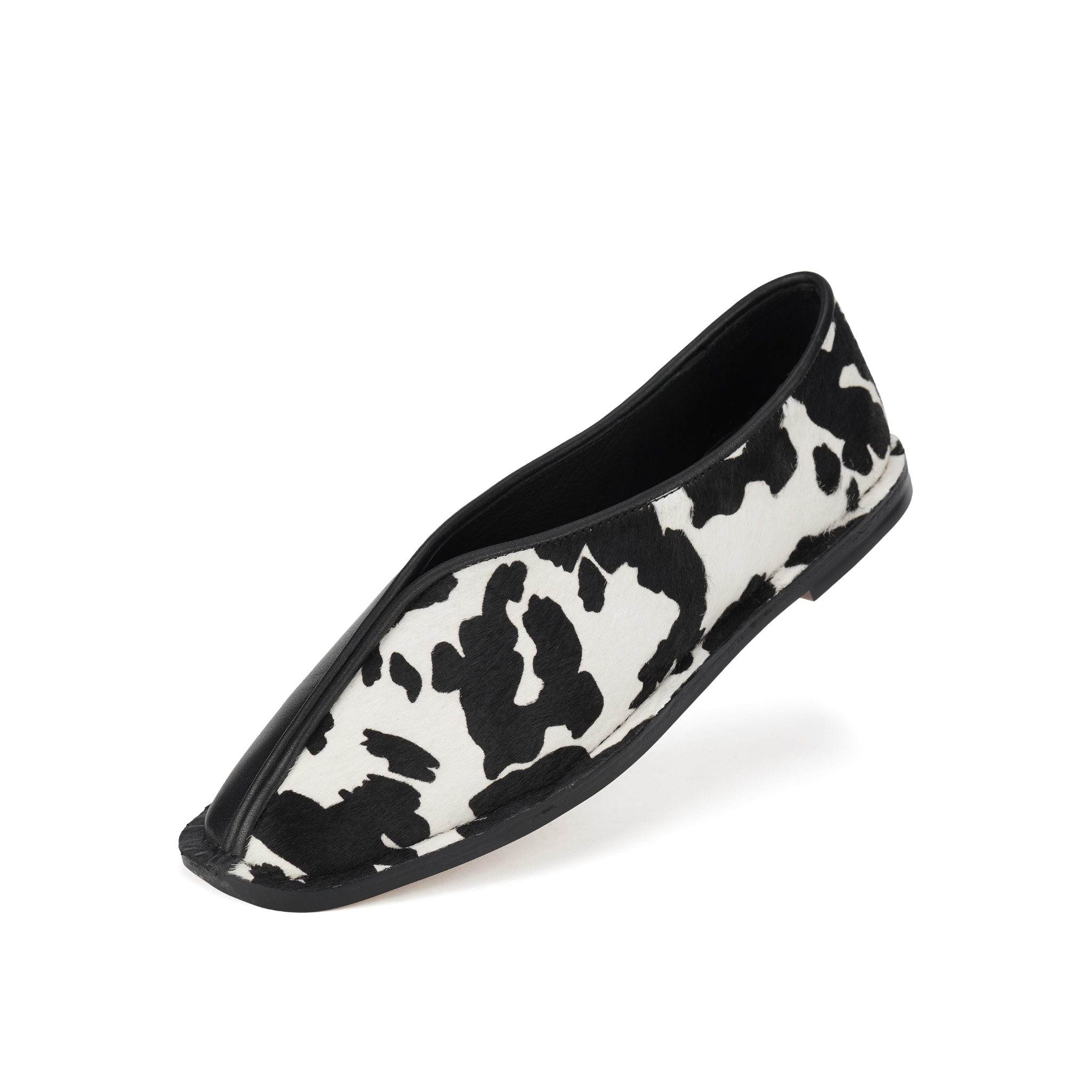 Rollie Ada Black + Cowhide Ballet Flat