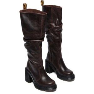 Dr Martens Kasey Dark Brown Tumble Knee High