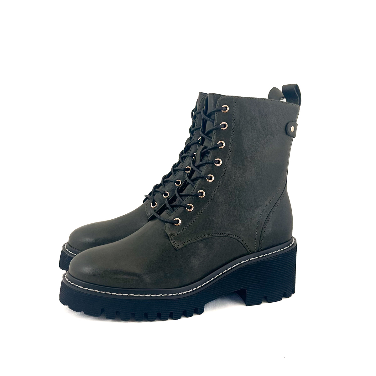 Belle Scarpe Roy Olive Lace-Up Ankle Boot