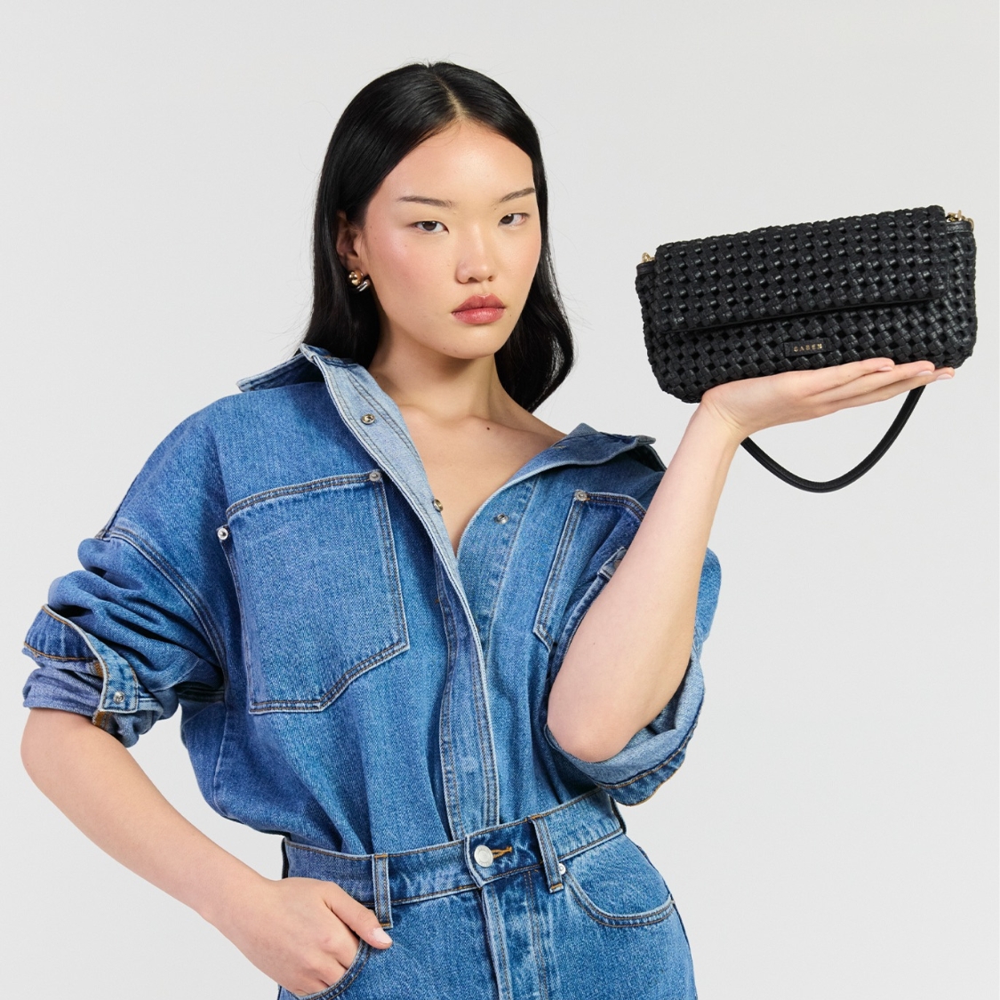 Saben Milla Shoulder Bag Black Fine Braid